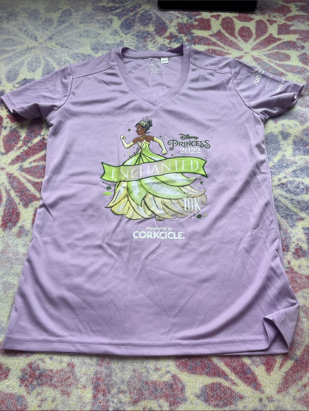 Disney Womens Lavender Performance V-Neck Top